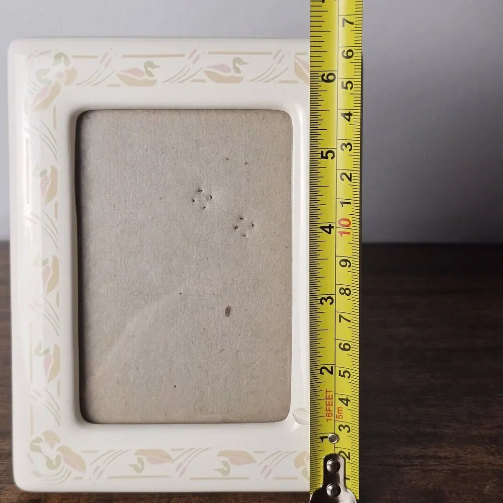 Vintage Ceramic Duck Picture Frame Pastel Nursery Decor Small Photo Frame